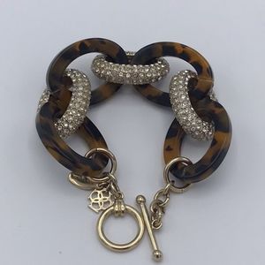 Acrylic tortoise + crystal link bracelet